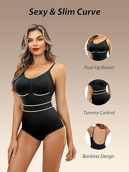 Sexy Backless Deep V-Neck 3 in 1 Body Suit Shape Weat