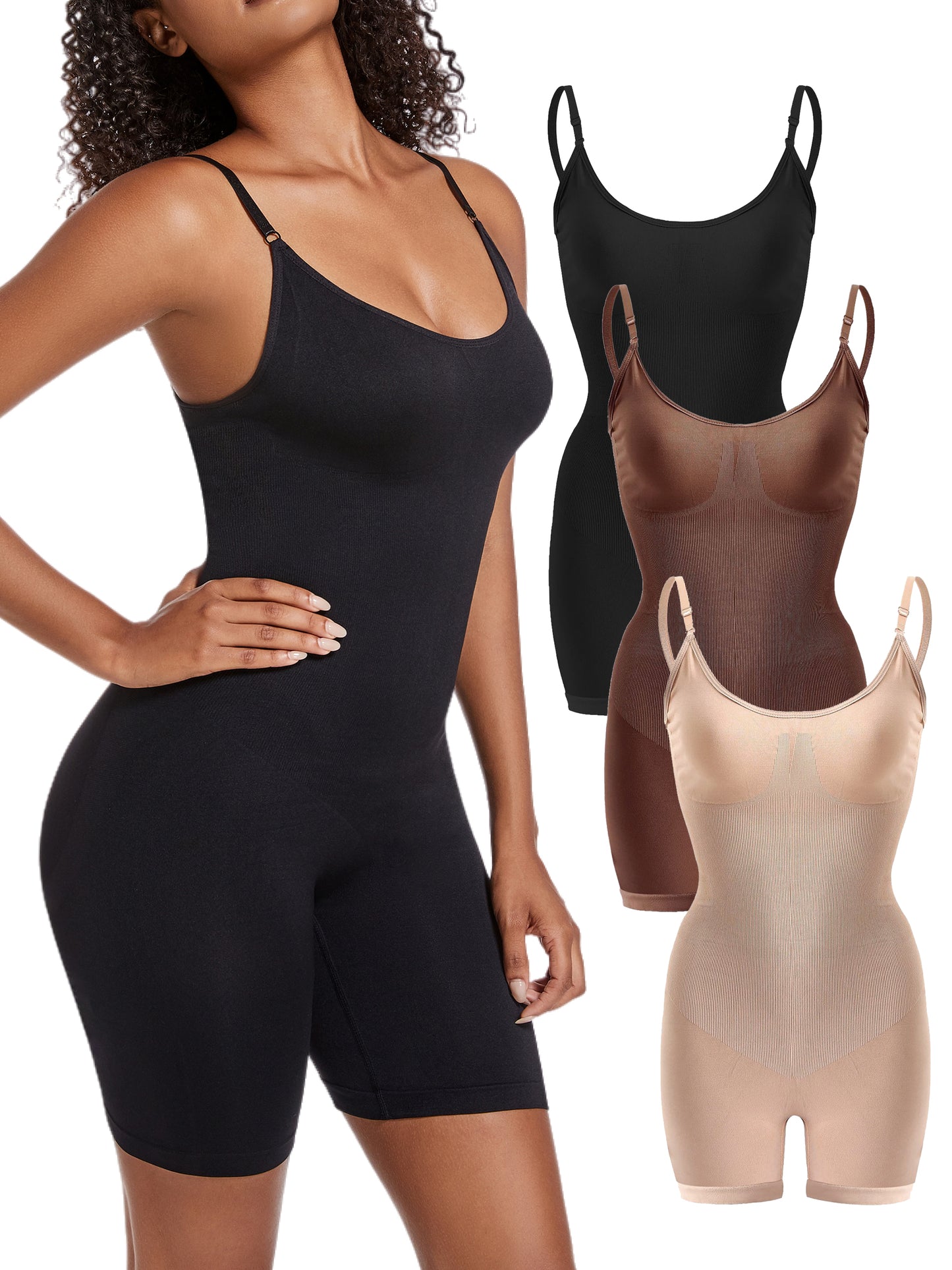 CHARMMA 3 Pack Bodysuit Shapewear Tummy Control - Ribbed Sleeveless Body  Suits for Women Adjustable Strip Tops Body Shaper