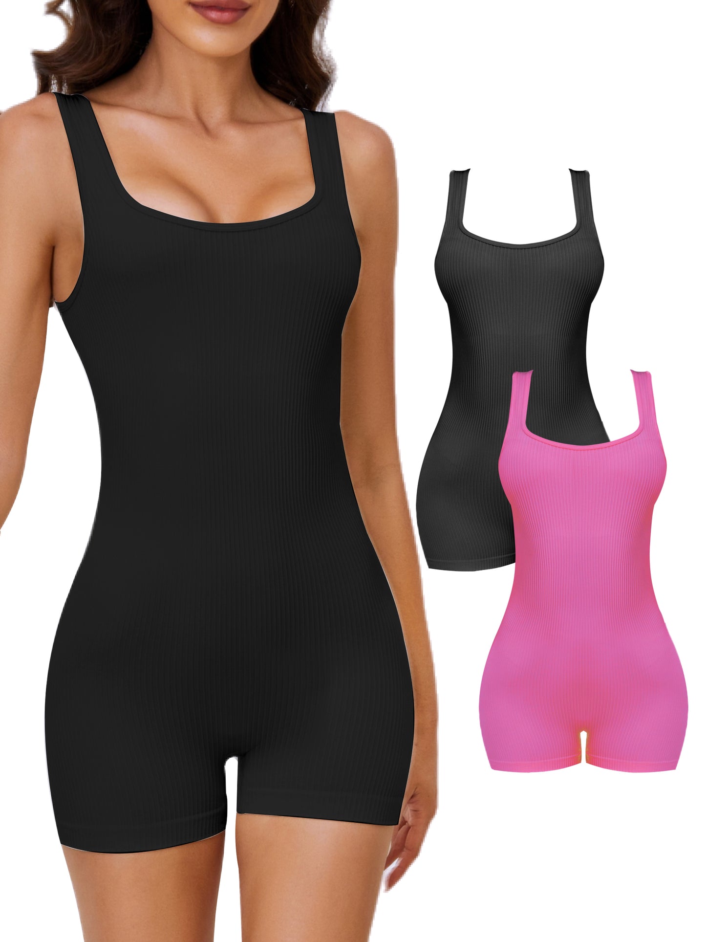 CHARMMA Seamless Rompers Bodysuit for Women - Tummy Control Shorts Jumpsuit Tank Top Catsuit Yoga Workout