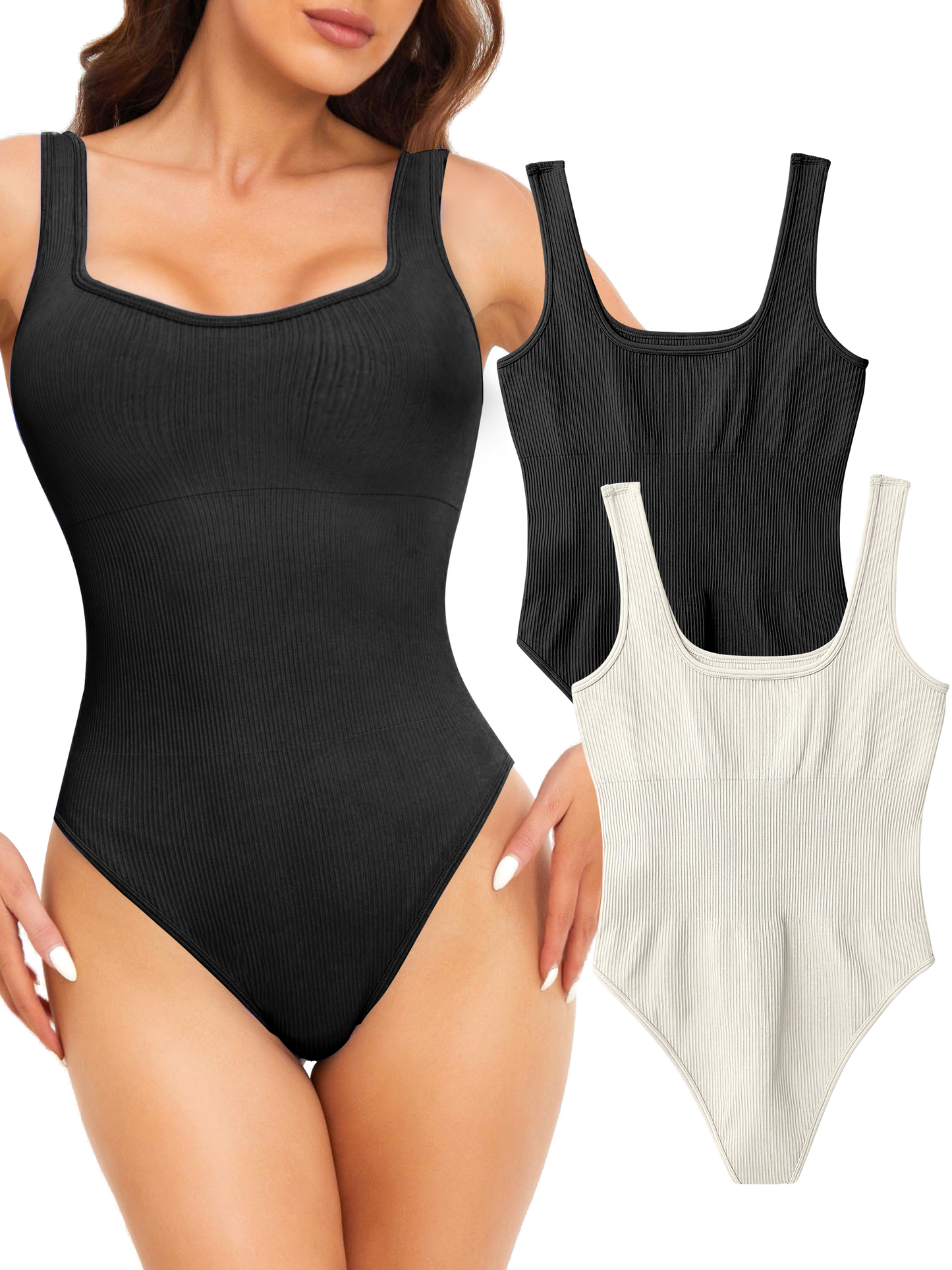 Seamless Waist Tummy Control Bodysuit With Ribbed Stella Seamless Plunge  Tank Square Neck Shapewear For Women, Slimming Jumpsuit From Lian07, $9.37