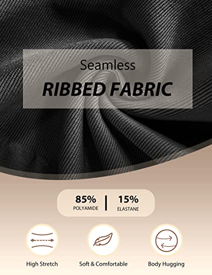 CHARMMA Women's Tummy Control Seamless Shapewear - 3 Piece Bodysuits Sexy Ribbed Sleeveless Adjustable Strip Tops Body Shaper